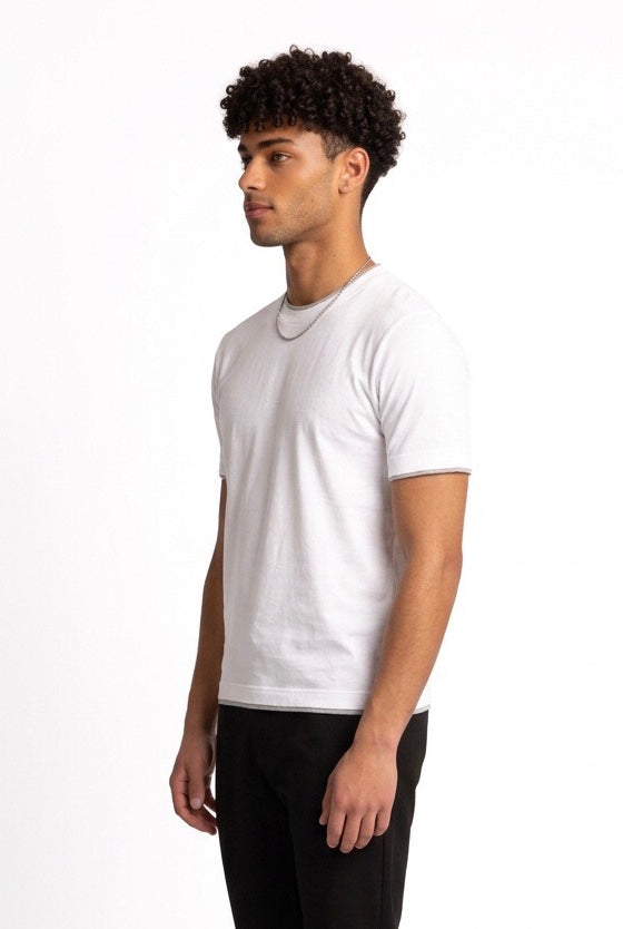 DIKTAT T-SHIRT BIANCA BORDI CONTRASTO DK87105