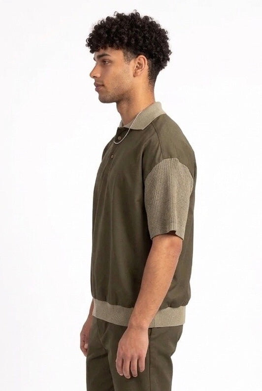 DARK LABEL POLO IN LANA DRKM852 MILITATE